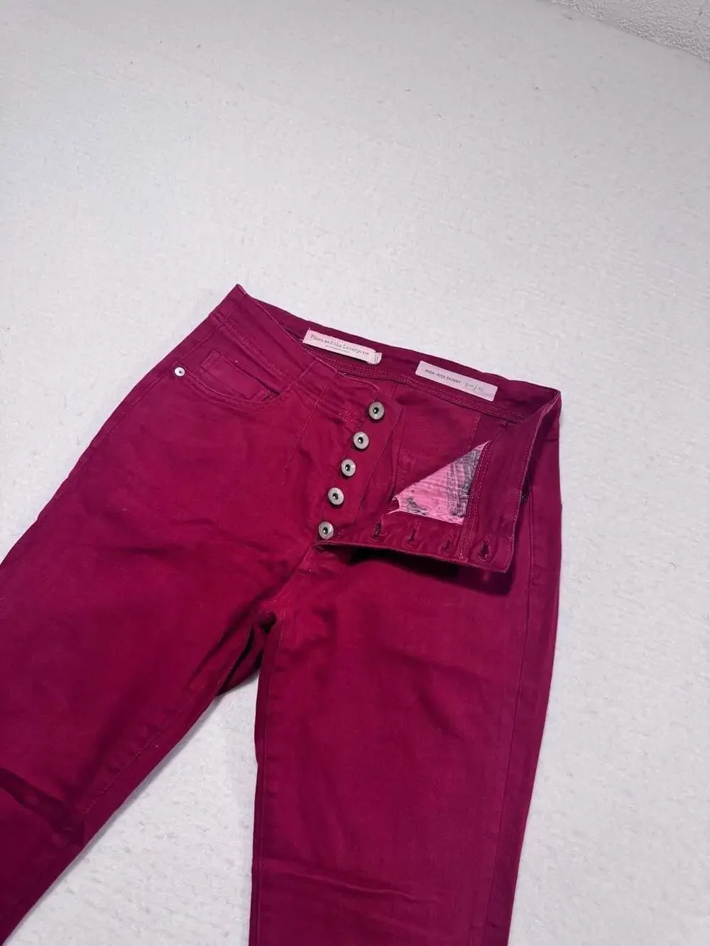 Pilcro & The Letterpress High-Rise Skinny Jeans Size 27 Red Button Fly